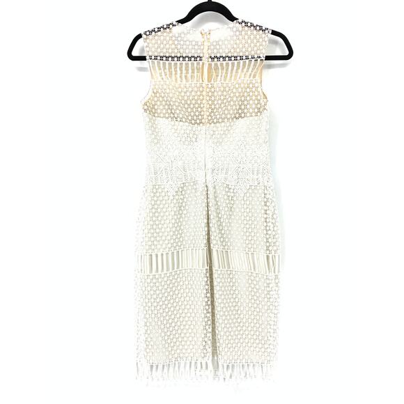 Marchesa Notte Dress Women's Sz 4 Netted Sequin Crochet Lace Mini Cocktail White - Picture 3 of 8